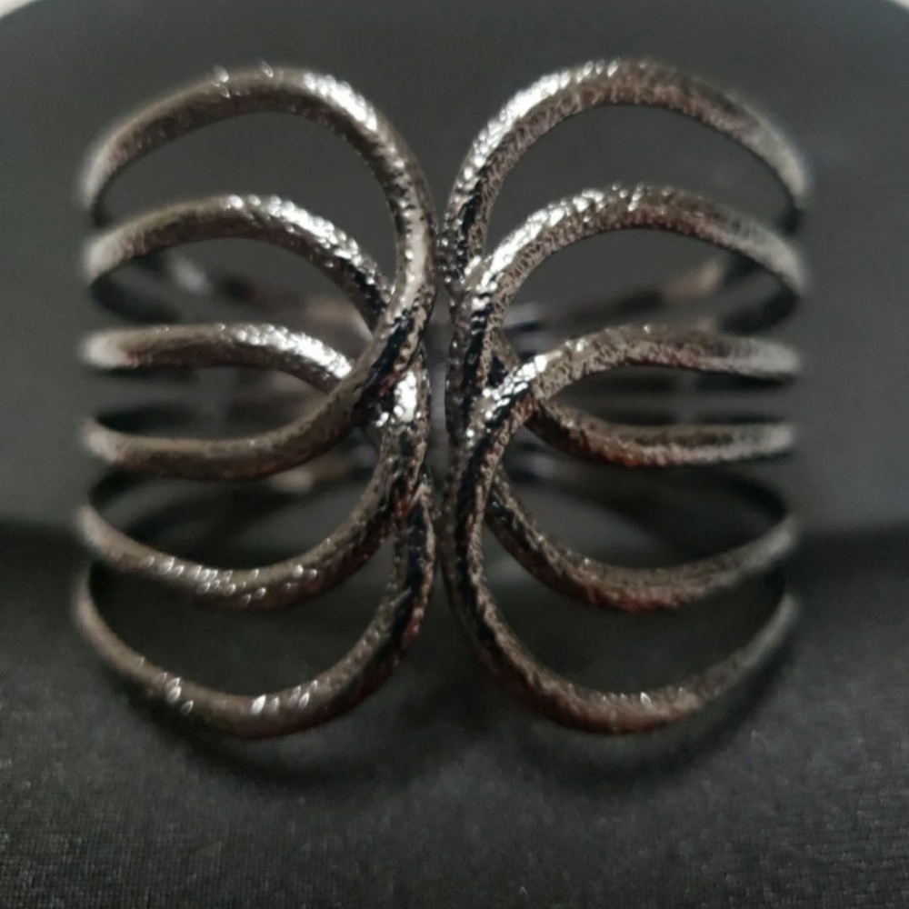Gunmetal Style Cuff Hinged Bracelet Dark Gray.